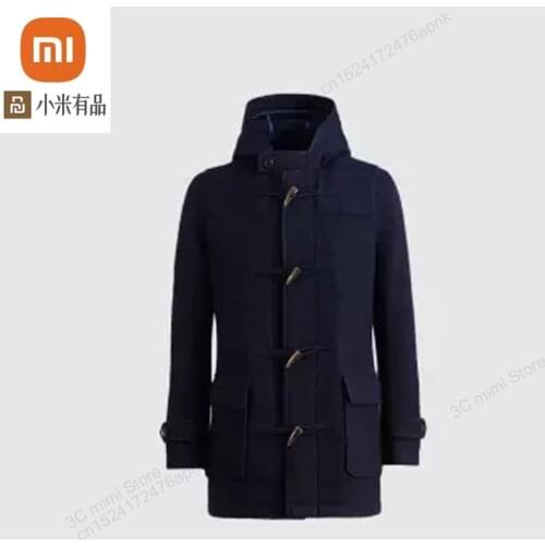 Youpin male models strong velvet horn buckle coat 68% pure wool fashion simple mens wool coat winter coat smart home