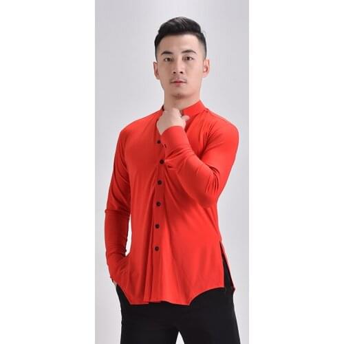 2021 Dance Costume Mens Latin Dance Top T-shirt Jacket Short Sleeve Practice Clothes Aldult Show Dancing Costume Ballroom Dance