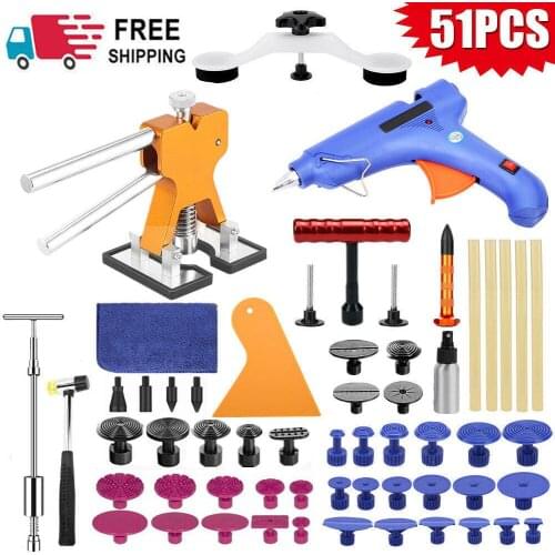 Paintless Dent Repair Puller Kit Slide Hammer Tool with 37pcs Dent Removal Pulling Tabs for Car Auto Body Hail Damage Remover