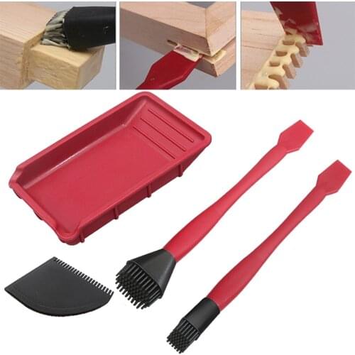 4Pc/set Manual Gluer Woodworking Glue brush tool kit Soft Silicone glue brush Carpenter Woodworking Coating Tools