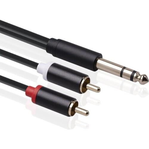 New Aluminum Alloy Case, All Copper Conductor, Gold Plated Head, Three Core Stereo 6.35-to-2rca Lotus Audio Cable