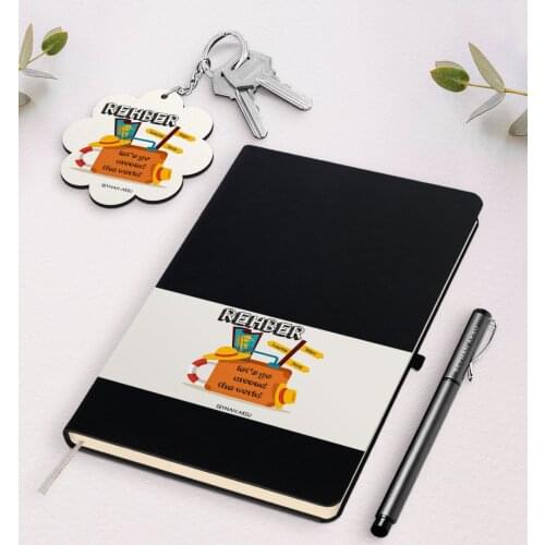 Personalized Guide Black Notebook Pen And Keychain Gift Set