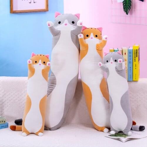 50-130CM Nice Soft Long Cat Boyfriend Pillow Plush Toys Stuffed Pause Office Nap Sleep Pillow Cushion Gift Doll for Kids Girls50
