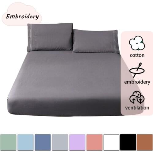 10 Colour Soft Fitted sheet Bedsheet Pillowcase Single Queen King Size Pure Color Bedsheet Bedding