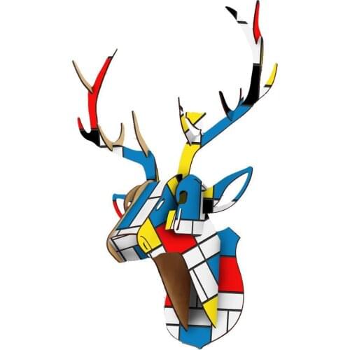 CHRISTMAS DECORATIONS FURNITURE JEWELRY WOODEN DIY ASSEMBLED ANIMAL HEAD PAINTED DEER HEAD WALL HANGING PRIVATE CUSTOMIZATION