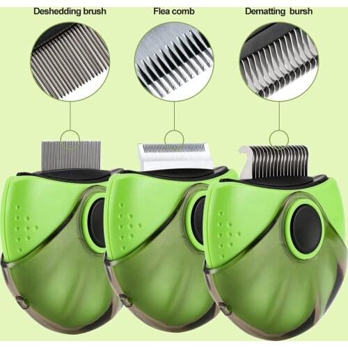New 3 in 1 Pet Brush Flea Comb Dematting Deshedding Portable Slicker Shedding Tools for Cat Dog Removes Hairs Grooming Care