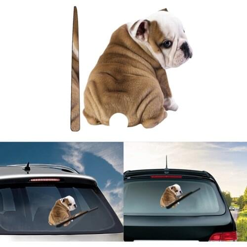 Cute Car Rear Window Wiper Sticker 3D Cartoon Dog Auto Vehicle Rear Windshield Styling Decorative Decals