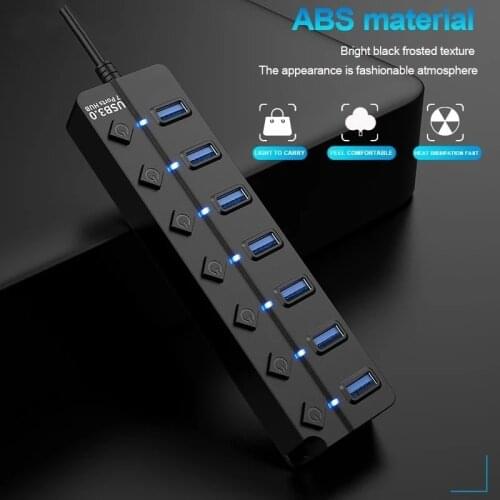 USB Hub 3.0 4 7 Port High Speed Multi Splitter Power Adapter Switch LED Indicator For MacBook Laptop Pc Computer Accessories