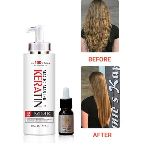 High Grade New Products Coconut Smelling Without Formalin 300ml Magic Master Keratin +10ml Argan Oil Straighten Damaged Hair