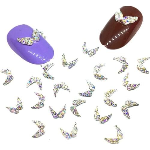 Jewelry and Rhinestones For Nails Charms Metal Accessoires 3d Glitter ab Diamonds Nailart Supplies Colored Wing Manicure Diy