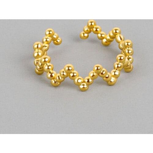 VENTFILLE 925 Sterling Silver Round bead wave ring Female Fashion Personality Creative Romantic Handmade Jewelry Accessories