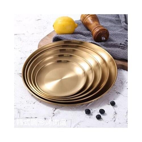 Golden Tray Luxury Metal Round Storage Tray Smiple Snack Cake Display Stainless Steel Metal Plate Photography Props Home Decor