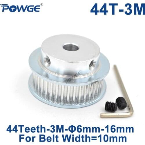 POWGE Arc Tooth 44 Teeth 3M Synchronous Pulley Bore 6/8/10/12/14/15/16mm for Width 10mm 3M Timing belt HTD3M wheel 44Teeth 44T