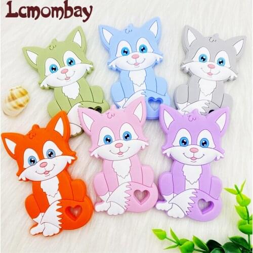 1pcs Baby Teether Silicone Mini Fox Baby Pacifier Pendants BPA free Silicone Beads Rodent Animal Rod Childrens Goods Toy
