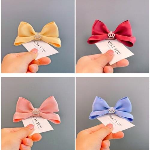 10pcs/Lot Korean Version Of Kids Girls Three-Dimensional Bow Hairpin Cute Princess Rhinestone Crown Bangs Clip