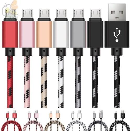 2M 6ft Nylon Micro USB Cable 2A Fast USB Charging Cord Data Cable for Samsung Huawei Tablet Android Micro usb Wire 500pcs/lot