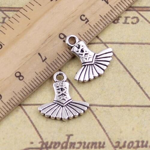 25pcs Charms Ballet Dress Tutu Ballerina 17x17mm Antique Silver Color Pendants Making DIY Handmade Tibetan Finding Jewelry