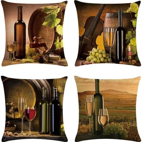 45x45cm wine Cushion Cover Flower Home Office Decorate Pillow Case Cotton Linen Farm Throw Pillow Cover