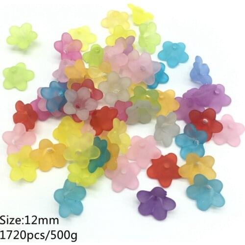 12mm Acrylic scrub flower beads for Jewelry making monochrome small flowers high quality beads for needlework 500g Meideheng