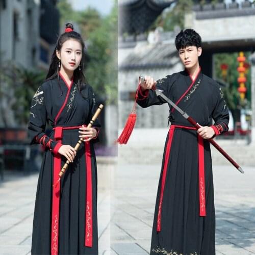 Free shipping Han suit mens Ru skirt martial arts ancient style female Ru skirt suit CP dress Han element class uniform spring