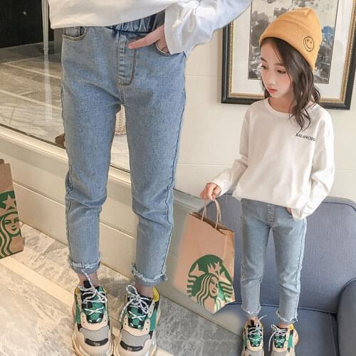 Girls Pants Childrens Clothing Black and Blue Jeans Kids Spring and Autumn Trousers