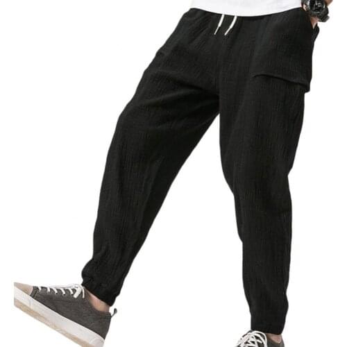 Men Pants Casual Men Loose Drawstring Sports Gym Trousers Long Ankle Banded Bloomers Comfortable Pants 2021