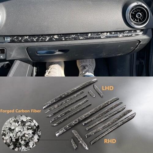 For Audi A3 8V S3 RS3 Forge marble Real Carbon Fiber Car Interior Moldings Console Gear Shift Panel and Side Strip Cover Trim