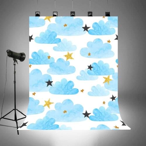 BEIPOTO Pink Blue Cloud gold stars baby shower backdrop newborn Photography props photo background kids portrait studio props