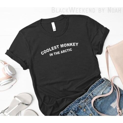 Coolest monkey in the arctic funny letter saying Top tees Short sleeve 100% Cotton Funny Letter print Graphic O neck Tshirt