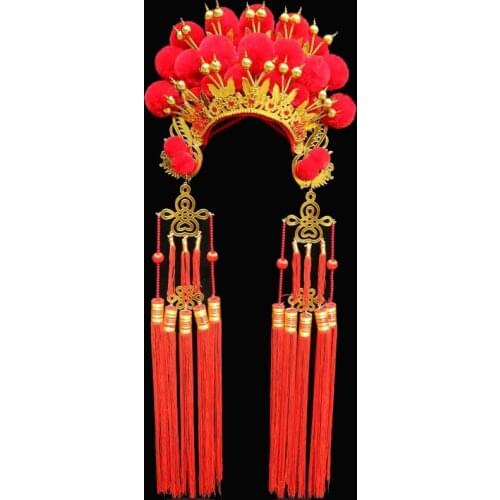 Chinese Peking Opera Headgear drama Costume Accessories Ancient bride Phoenix crown carnival halloween cosplay performance hat