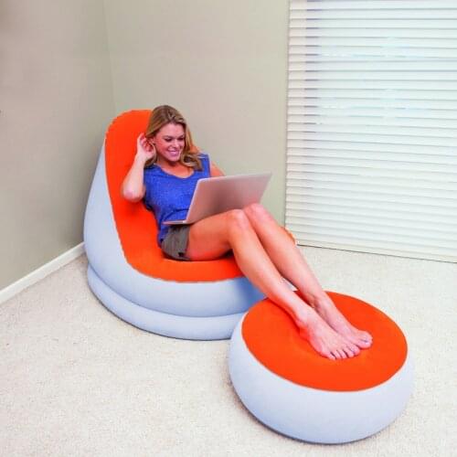 75053 Bestway 122x94x81cm Comfort Cruiser Inflate-A-Chair 48"x37"x32" Air Chair wz Comfort-flocked surface,Backrest & Footrest