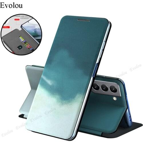 Watercolor Painting Gradient Magnetic Flip Leather Phone Case For Samsung Galaxy S21 Ultra S20 Plus Note 20 Stand Wallet Cover