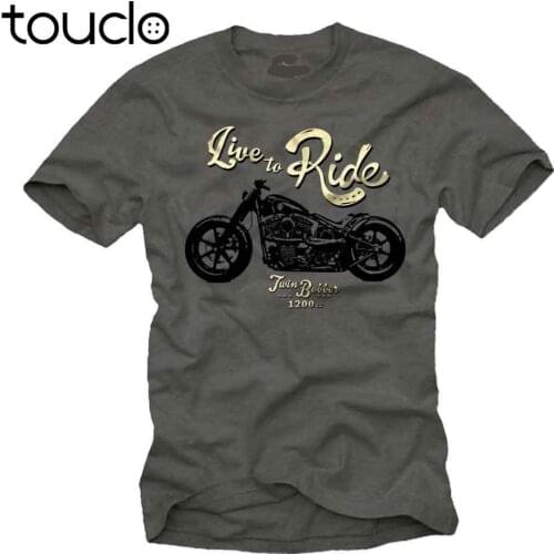 Hot sale Fashion T shirt Motorrad Herren T-Shirt mit Custom Twin Bobber - Live to Ride Biker Manner Shirt Tee shirt