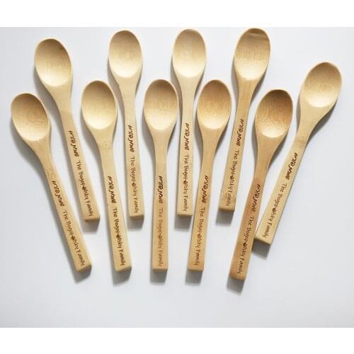 50pcs Personalized Bamboo Spoons Long Handle Honey Soup Spoons