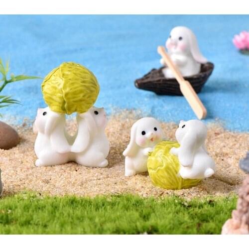 Micro Landscape Mini Bunny Easter Bunny Animal Doll Resin Crafts DIY Fairy Tale Garden Home Decoration Desk Office Decoration