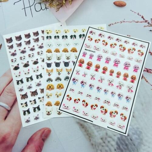 Cute Puppy Kitten Pattern Nail Art Sticker Self Adhesive Transfer Decal 3D Slider DIY Tips Nail Art Decorations Manicure Package