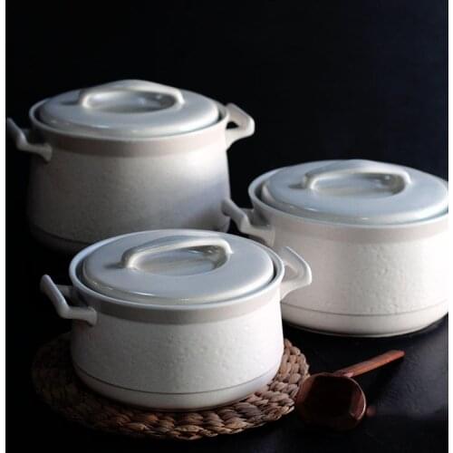 Nordic Cooking Pot Casserole Heat Resistant Milk Pan Ceramic Dish Casserole Sets Cookware Casserole Household Products DH50SG