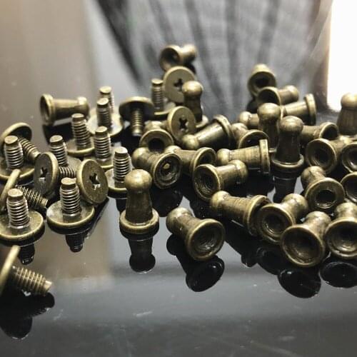New 100PCS 9X4X6MM Bronze Round Bottom Screw Spikes Metal Studs Rivets Screw Back Spots Cone Leather Craft Spikes Fit DIY Making