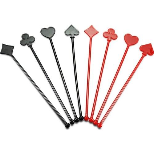 Disposable 21cm Plastic Red Black Poker Swizzle Stick Mixing Cocktail Coffee Stirrers Wine Drink Bar Accessories 250pc/lot