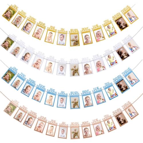 Baby First Year Photo Clip 12 Months Photo Wall Wedding Proposal Birthday DIY Background Wall Decorations