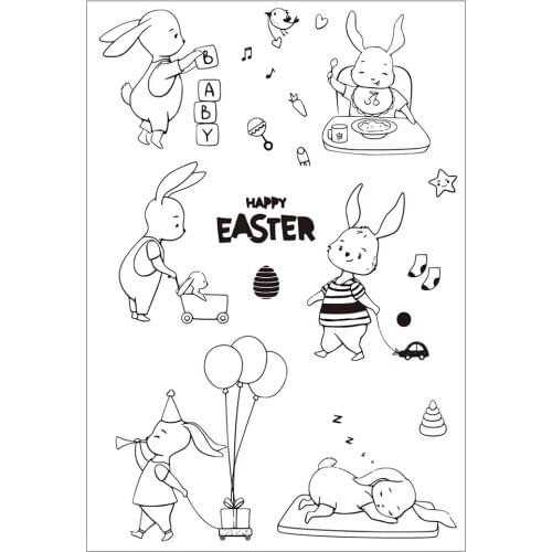 AZSG Lovely Rabbit Baby Clear Stamps For DIY Scrapbooking/Card Making/Album Decorative Silicone Stamp Crafts