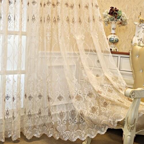 European Style Light Luxury 2021 Popular New Simple European Embroidery Flower Curtain Curtains for Living Dining Room Bedroom