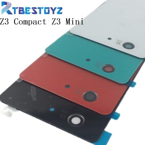 RTBESTOYZ Original Back Battery Cover Door For Sony Xperia Z3 Compact Z3 mini D5803 D5833 Housing Rear Glass Case With Sticker