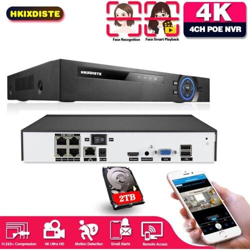 H.265 4CH 8CH 4K 8MP 5MP CCTV NVR DVR Network Video Recorder For IP Camera XMEYE P2P Cloud 24/7 Record Max 4K Output