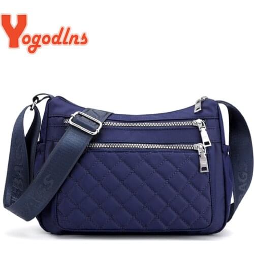 Yogodlns Women Nylon Shoulder Bag Waterproof Multi-pocket Zipper Bag Ladies Travel Messenger Bag For Designer Bolsa Feminina