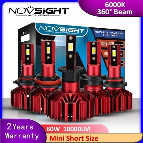 NOVSIGHT h7 led mini headlight h4Hi/Lo h1 H8 H9 H11 9005/HB3 9006/HB4 12V 60W 10000Lm Turbo Led Bulbs light car bulb Fog Lights