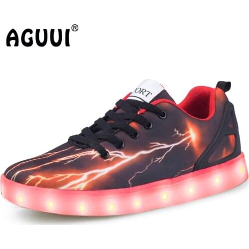 LED Luminous Shoes Men&Women for Four Seasons Size 35-44 Unisex USB Charging Glowing Sneaker Colorful Flash Dance Flats