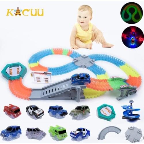 Glow in the dark DIY Universal Accessories Ramp Turn Road Bridge Crossroads Glowing Race Track Gifts for children