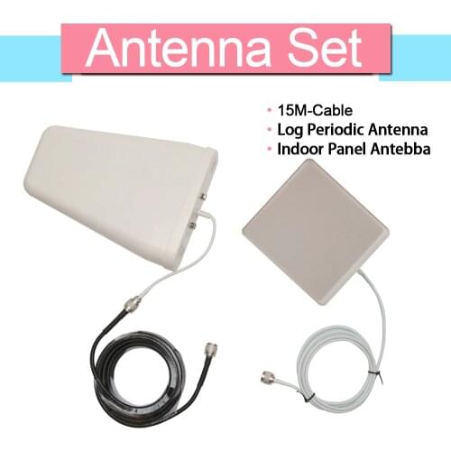 2G 3G 4G LTE Signal Booster Antenna Set For Signal Repeater 11dBi Outdoor Antenna + 9dBi Panel Antenna +15 Meters Coaxial Cable