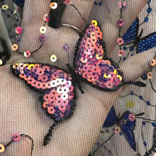 Butterfly sequin embroidery French mesh lace / African lace fabric / cute childrens skirt design fabric